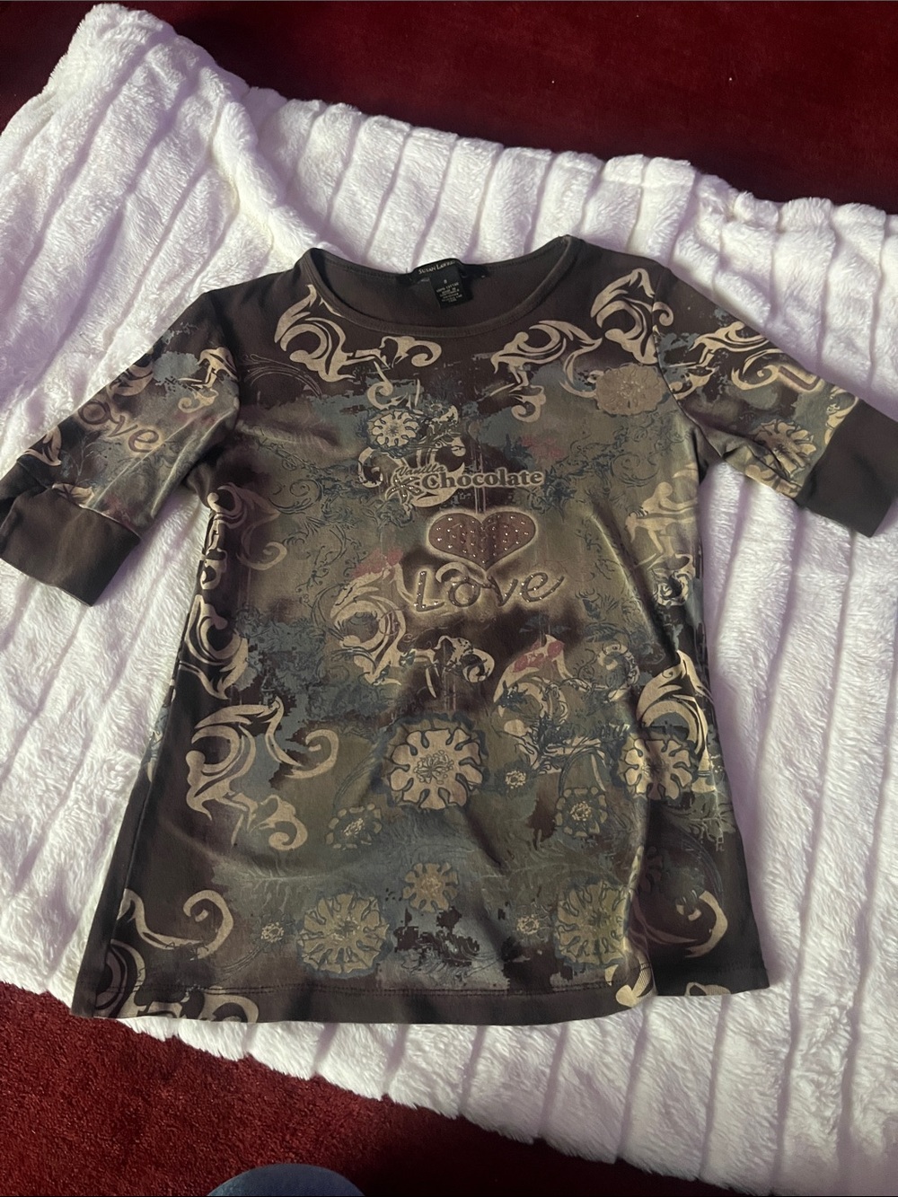 Susan Lawrence Y2K  Vintage Chocolate Girls' Brown Graphic 'Love'